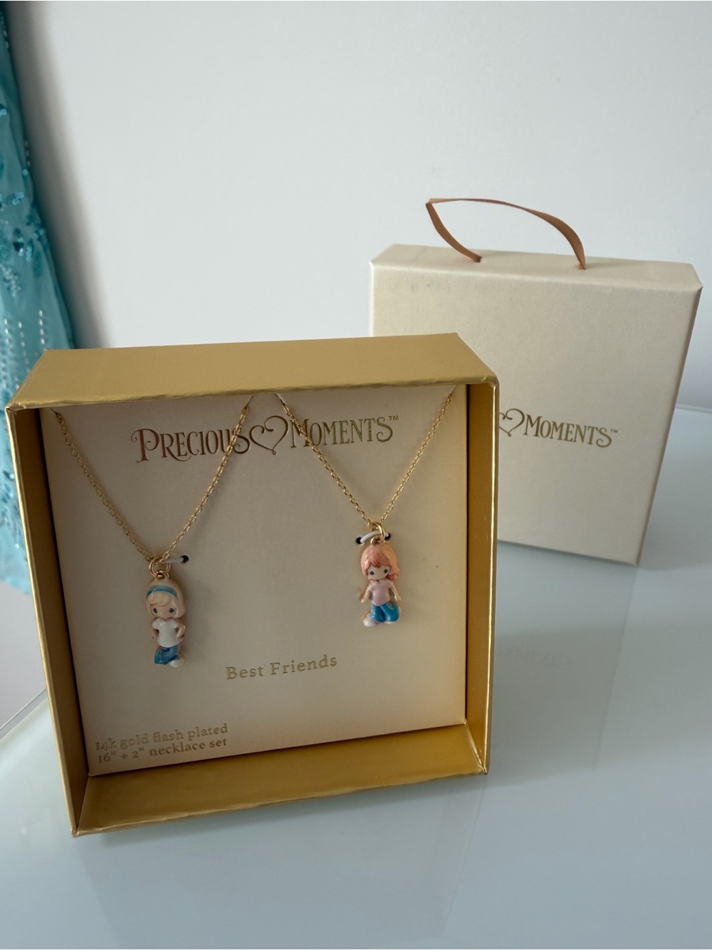 Precious Moments Gold Best Friends  charm Necklace Set